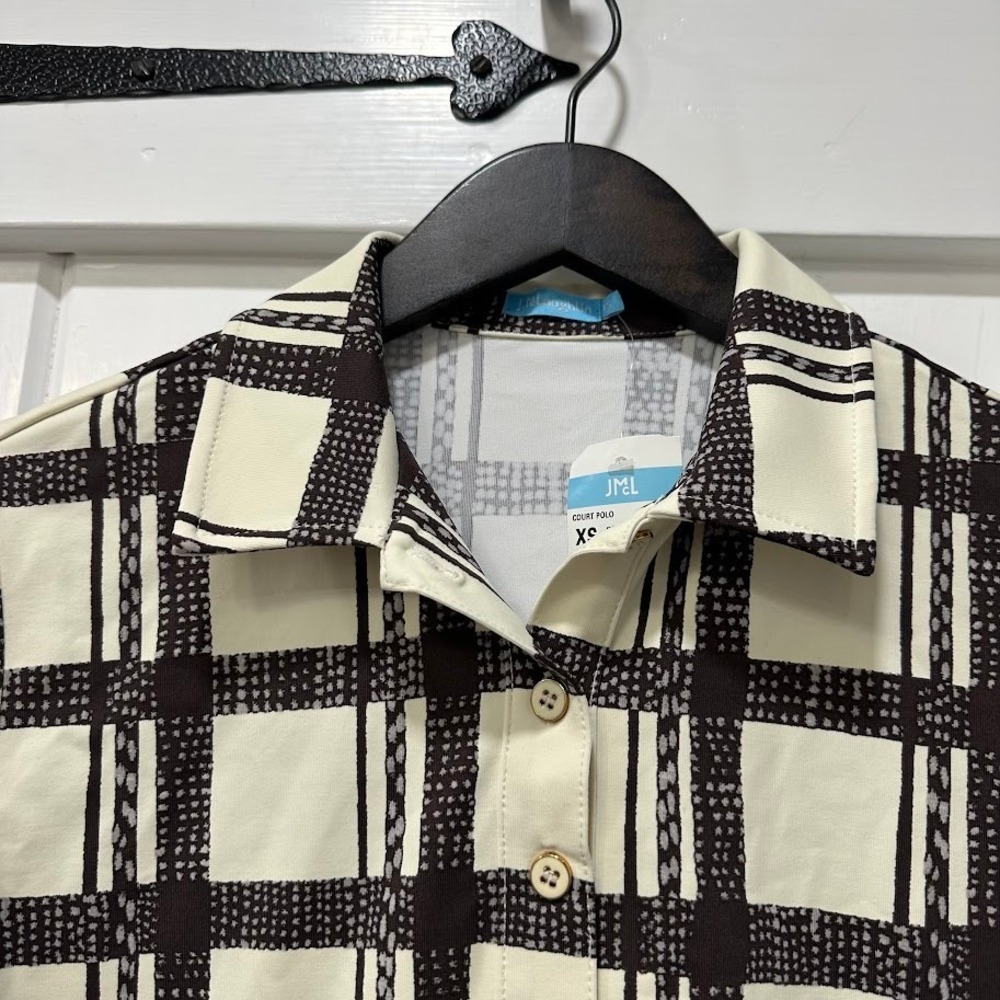 J.McLaughlin Womens Top Size XS Court Polo Kurti Square Off White Charcoal NEW - Picture 2 of 9